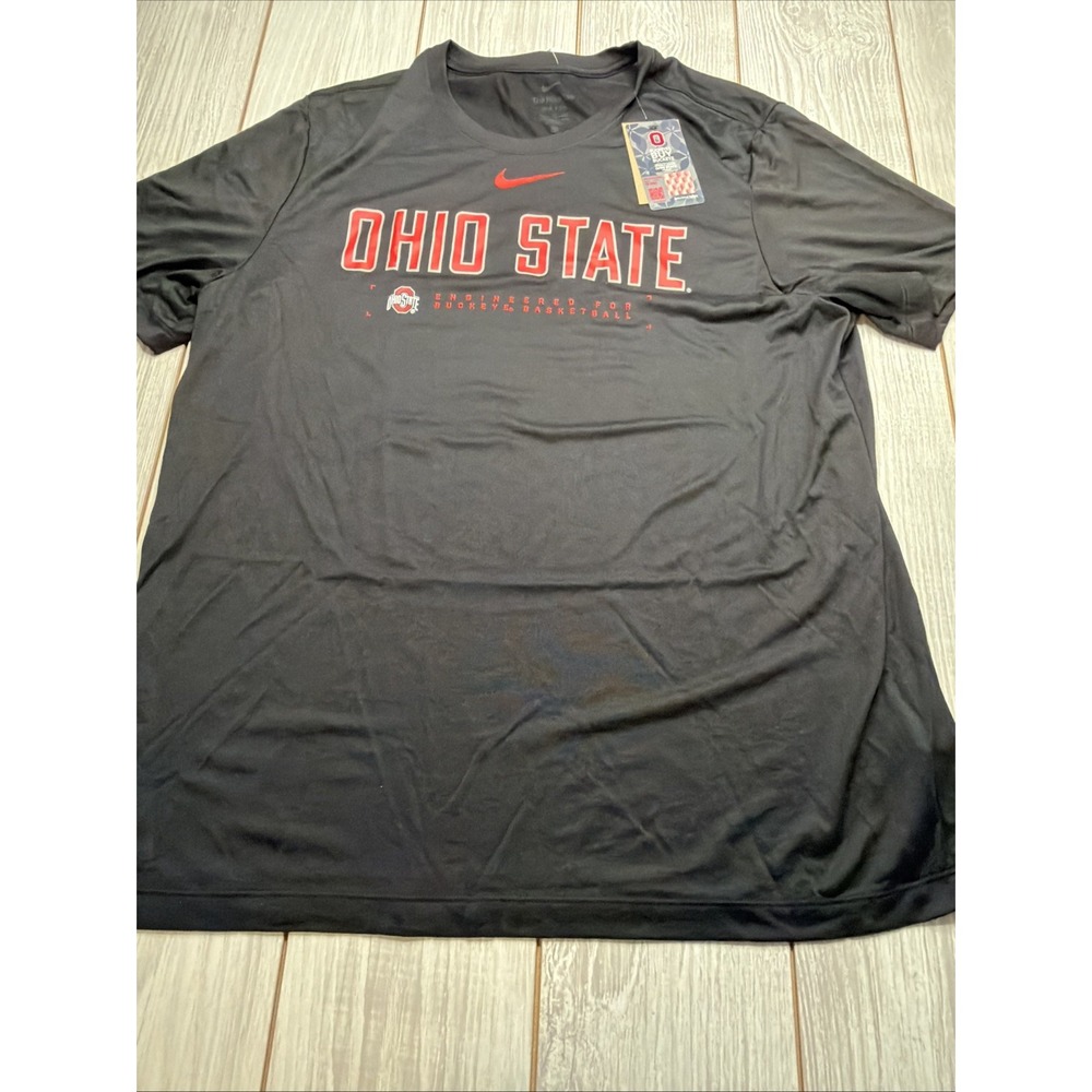 New Nike Mens Ohio State Buckeyes Short sleeve Shirt Size XL Black Red Dri-fit
